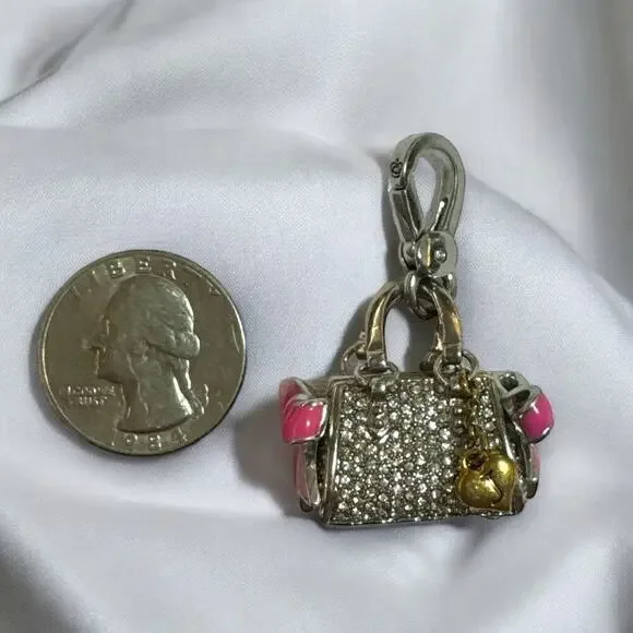 Juicy Couture Y2K Daydreamer Pave Rhinestone Purse Charm with Pink Bows - FAB - Picture 6 of 11